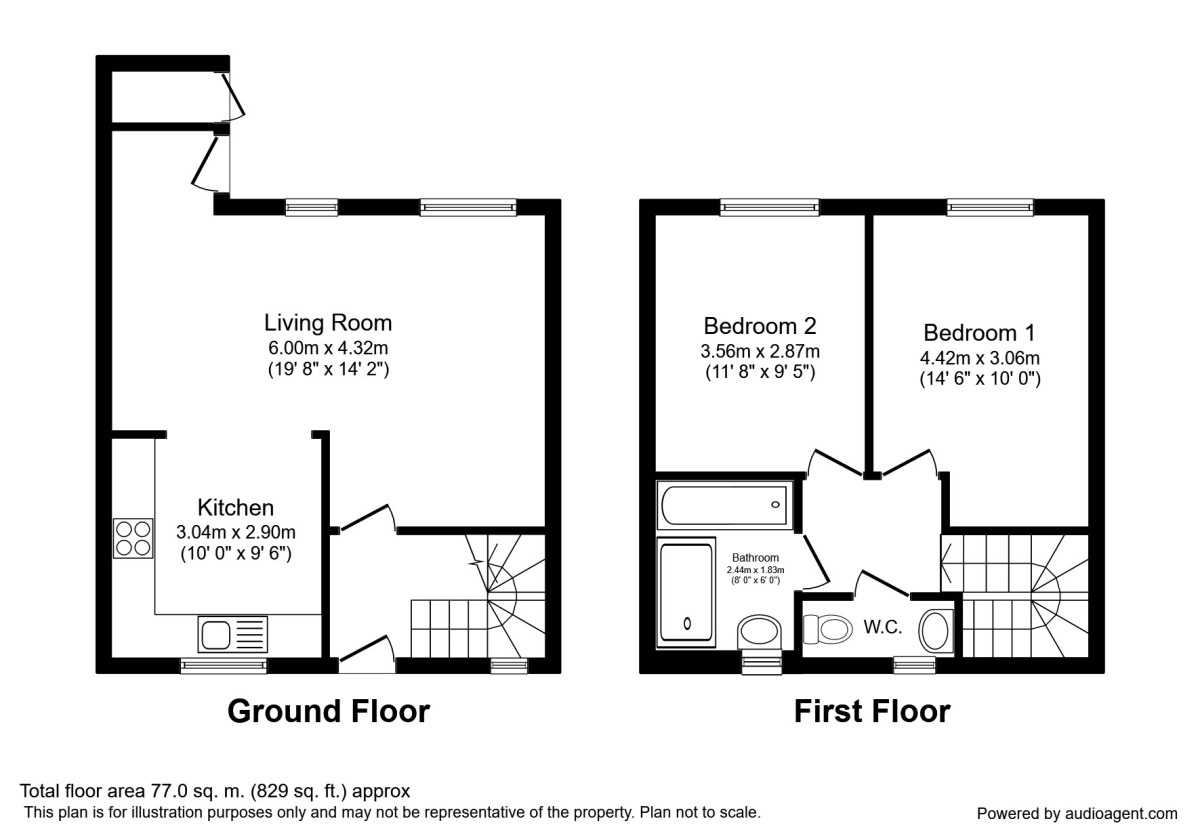 Floorplan of 2 bedroom Mid Terrace House to rent, Lord Napier Drive, Salford, M5