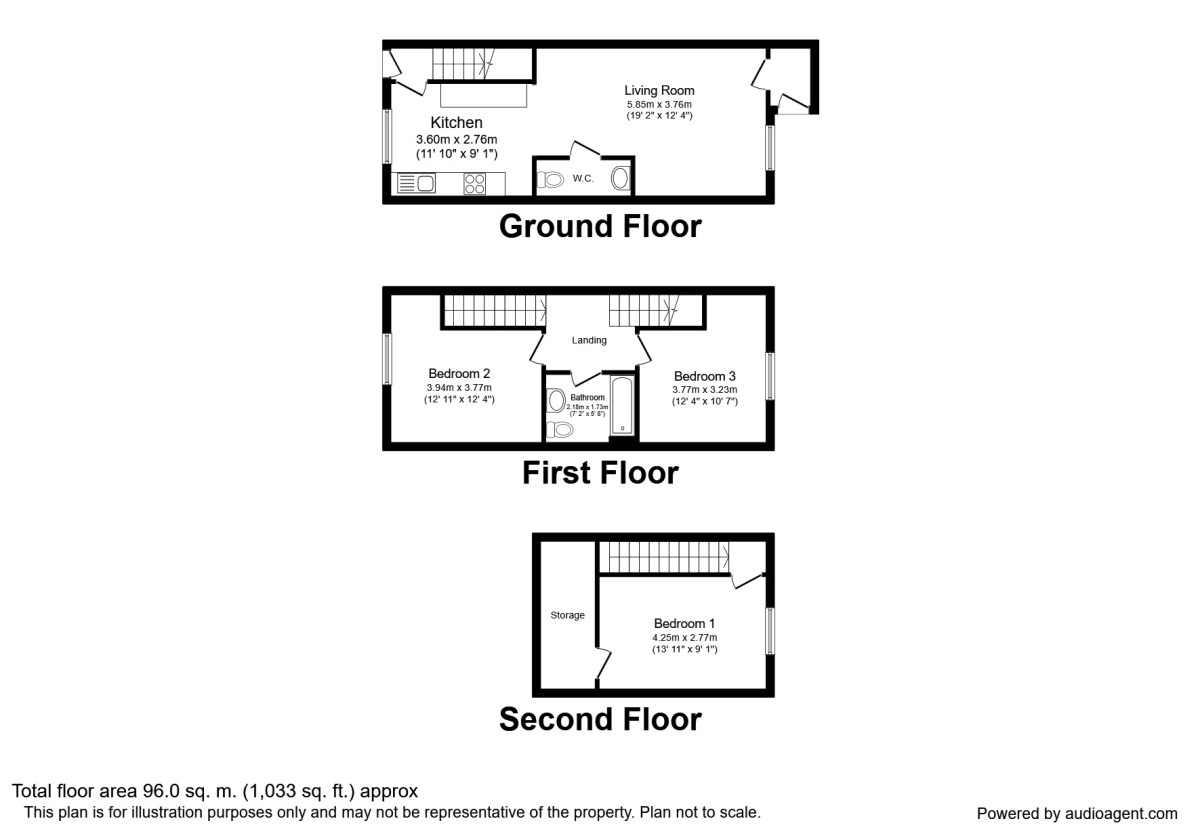 Floorplan of 3 bedroom  House to rent, Colman Gardens, Salford, M5