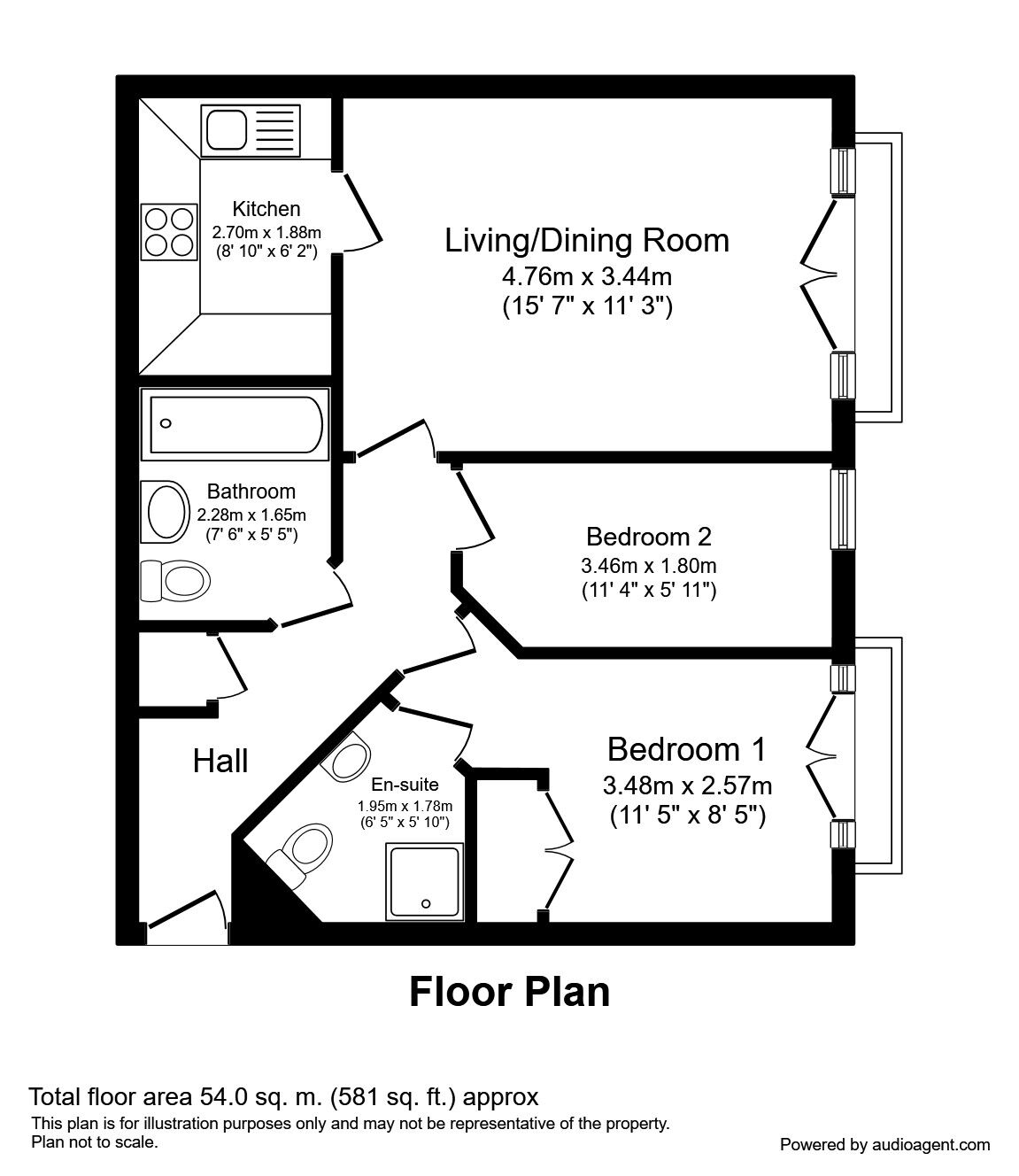 Floorplan of 2 bedroom  Flat to rent, Middlewood Street, Salford, M5