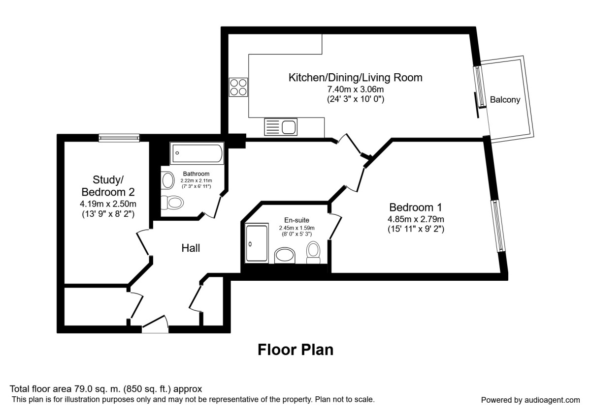 Floorplan of 2 bedroom  Flat to rent, The Quays, Salford, M50