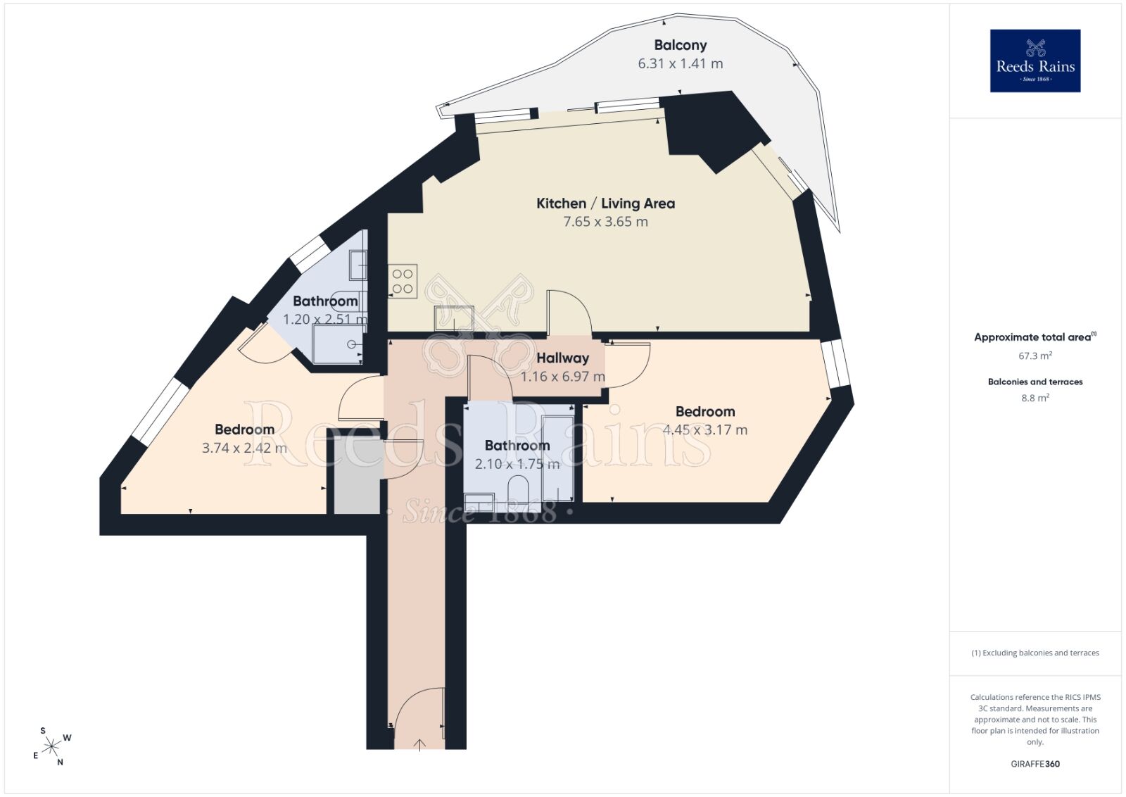 Floorplan of 2 bedroom Flat to rent, Blue, Media City Uk, Salford, M50