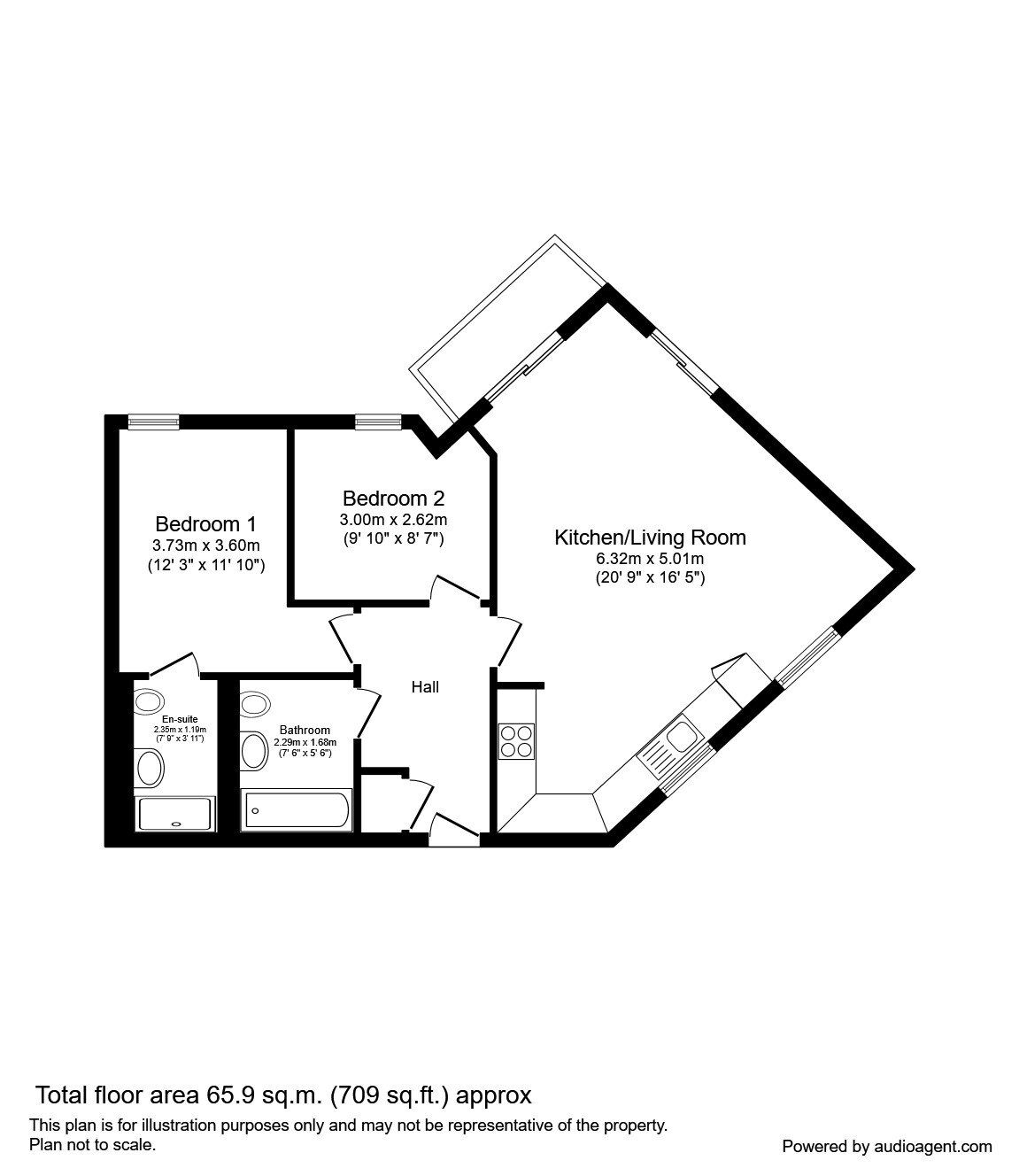Floorplan of 2 bedroom  Flat to rent, Taylorson Street South, Salford, M5