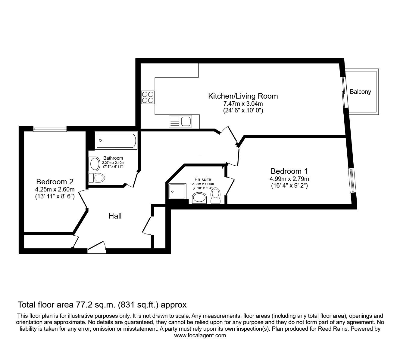 Floorplan of 2 bedroom  Flat to rent, The Quays, Salford, M50