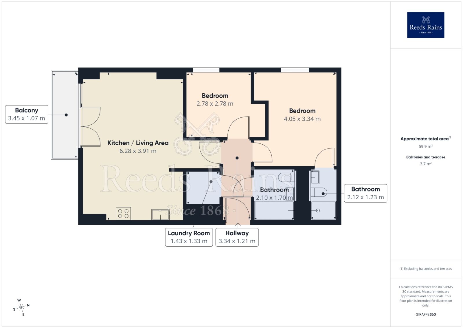 Floorplan of 2 bedroom Flat to rent, Block A Wilburn Basin, Ordsall Lane, Greater Manchester, M5