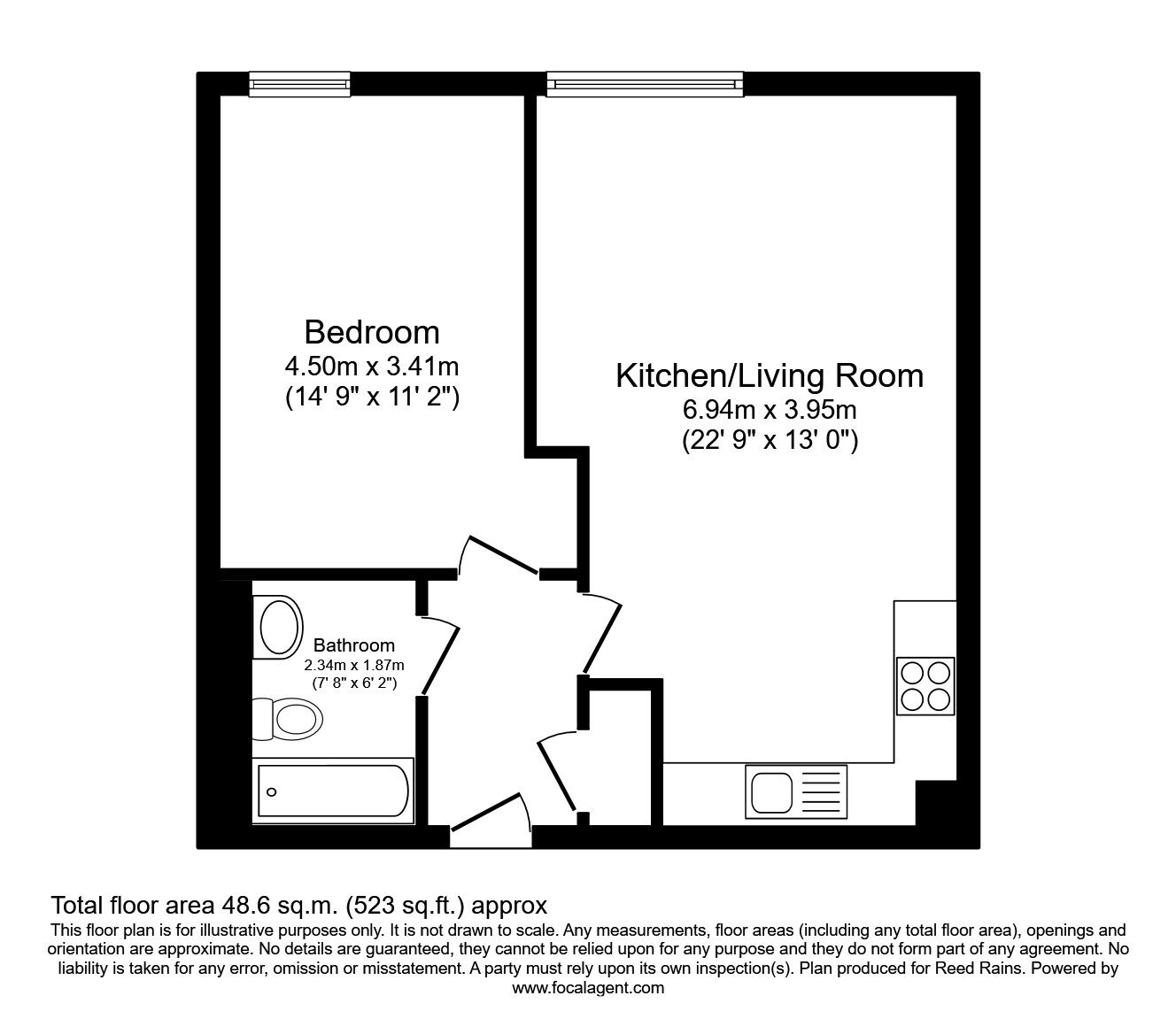 Floorplan of 1 bedroom  Flat to rent, Hudson Court, 54 Broadway, Greater Manchester, M50