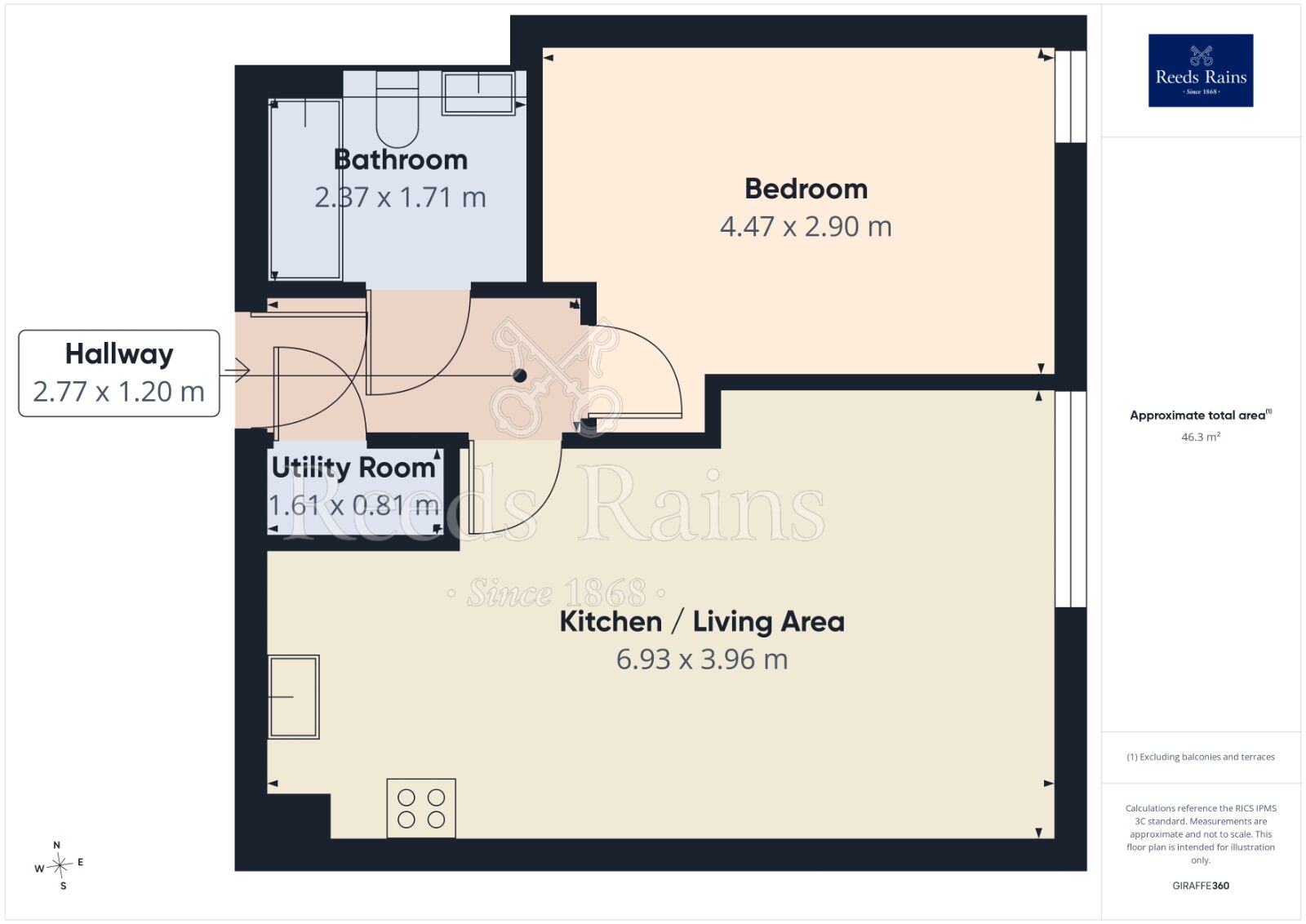 Floorplan of 1 bedroom Flat to rent, Hudson Court, 54 Broadway, Greater Manchester, M50