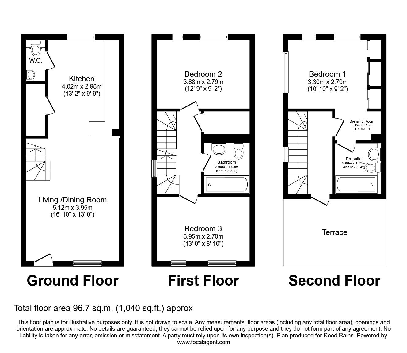 Floorplan of 3 bedroom  House to rent, Sterling Avenue, Salford, Greater Manchester, M3