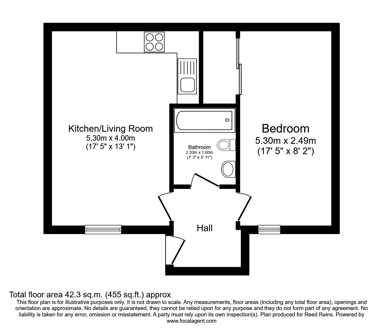 Floorplan of 1 bedroom Flat to rent, Greenwood Terrace, Salford, Greater Manchester, M5