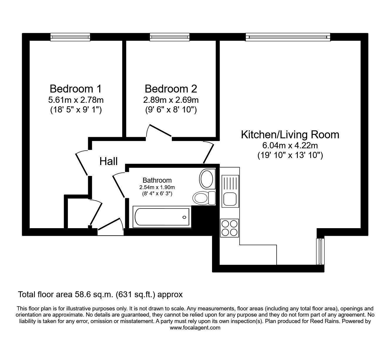 Floorplan of 2 bedroom  Flat to rent, Ordsall Lane, Salford, Greater Manchester, M5