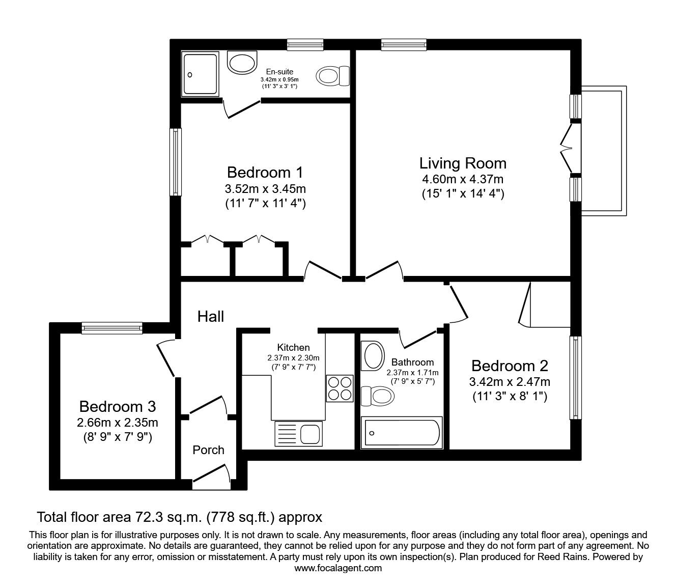 Floorplan of 3 bedroom Flat to rent, Winnipeg Quay, Salford, Greater Manchester, M50