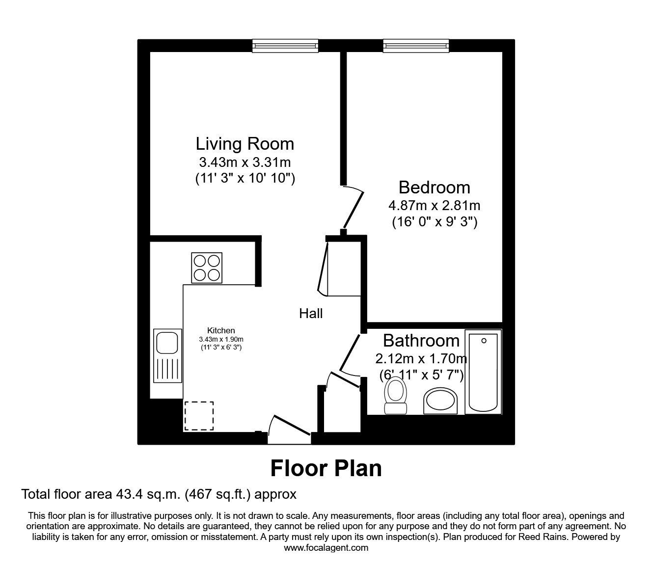 Floorplan of 1 bedroom Flat to rent, Wharf End, Trafford Park, Greater Manchester, M17