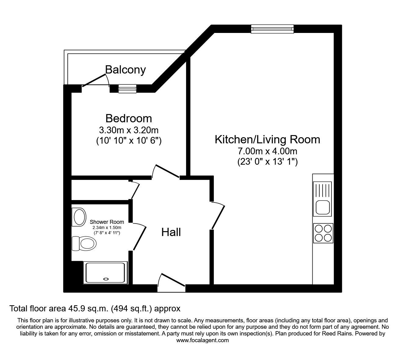 Floorplan of 1 bedroom Flat to rent, Adelphi Street, Salford, Greater Manchester, M3