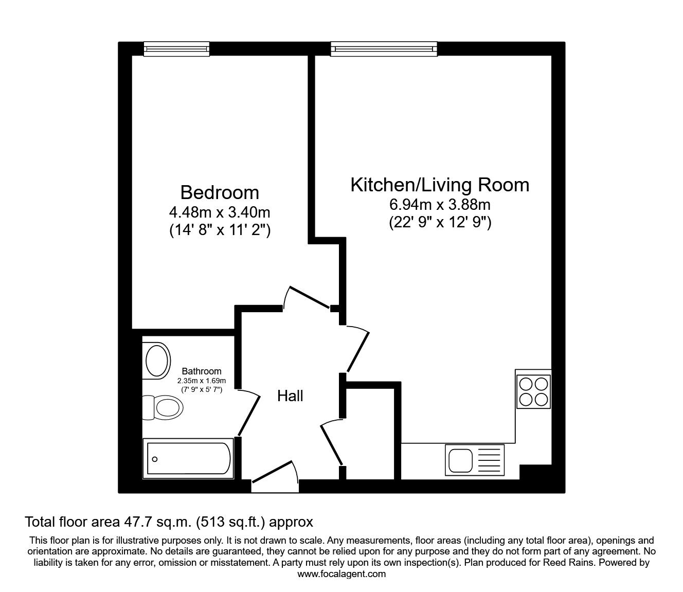 Floorplan of 1 bedroom  Flat to rent, Broadway, Salford, Greater Manchester, M50