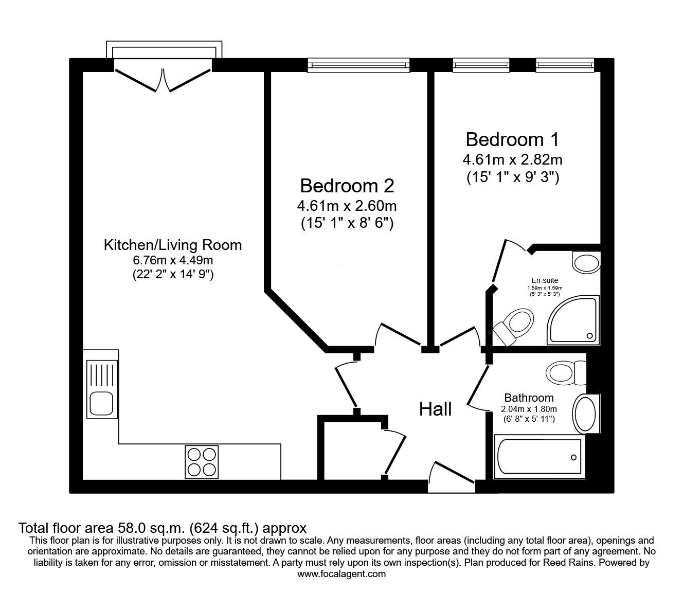 Floorplan of 2 bedroom  Flat to rent, Elmira Way, Salford, Greater Manchester, M5