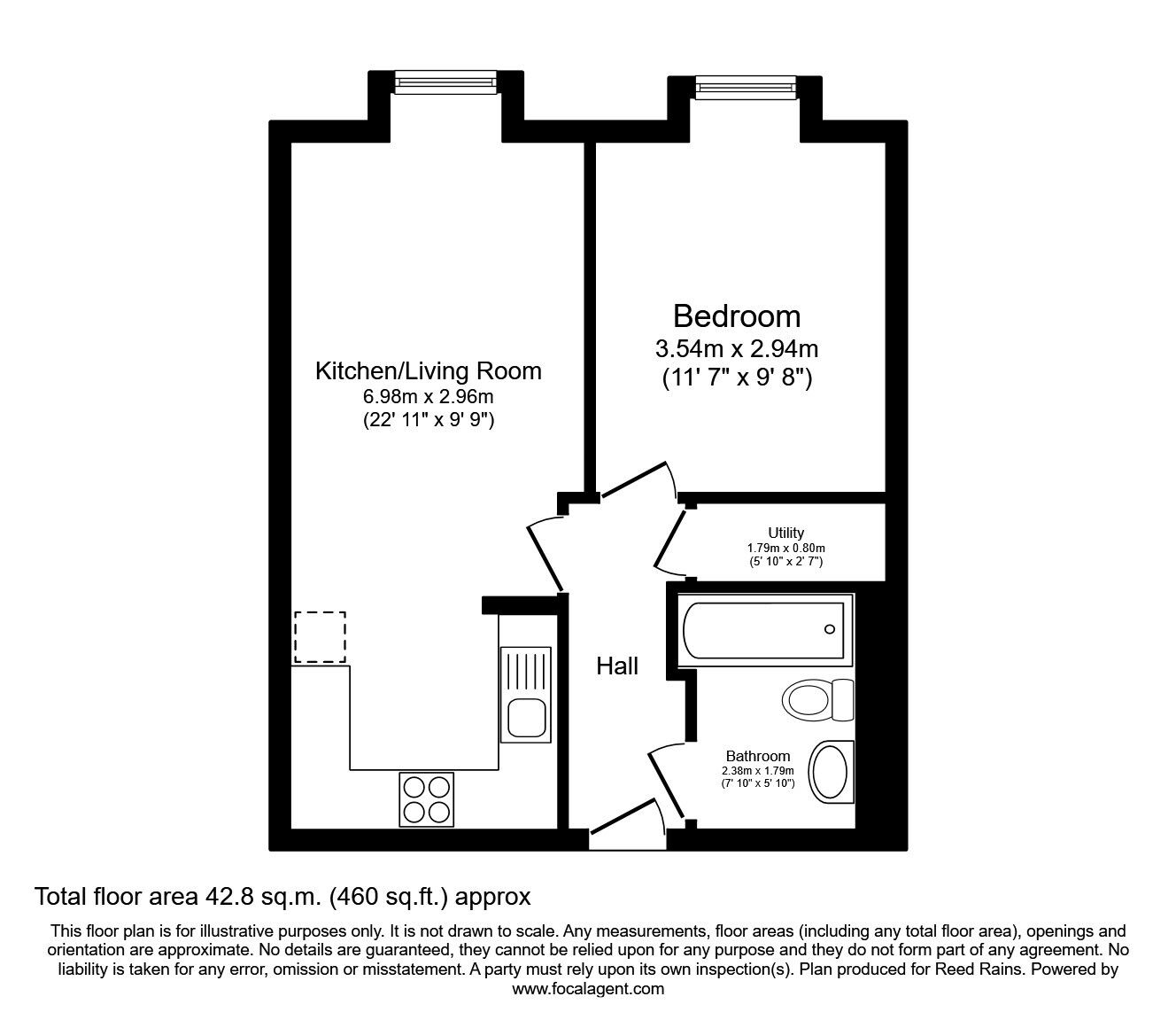 Floorplan of 1 bedroom  Flat to rent, Tower B, 11 Michigan Avenue, Salford, M50