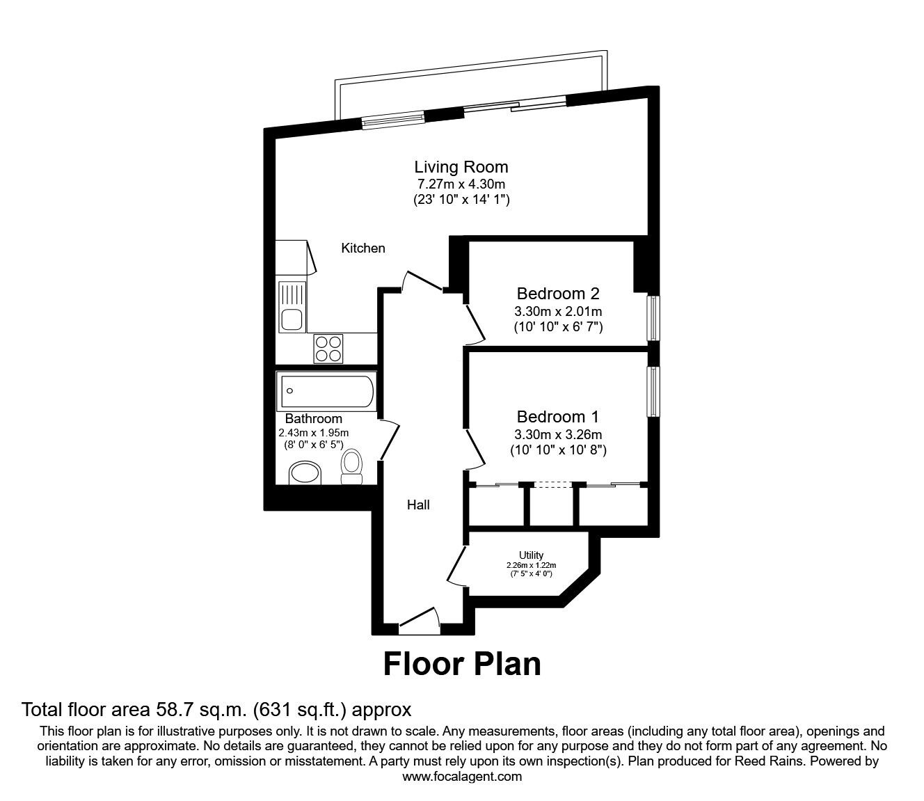 Floorplan of 2 bedroom Flat to rent, The Quays, Salford, Greater Manchester, M50