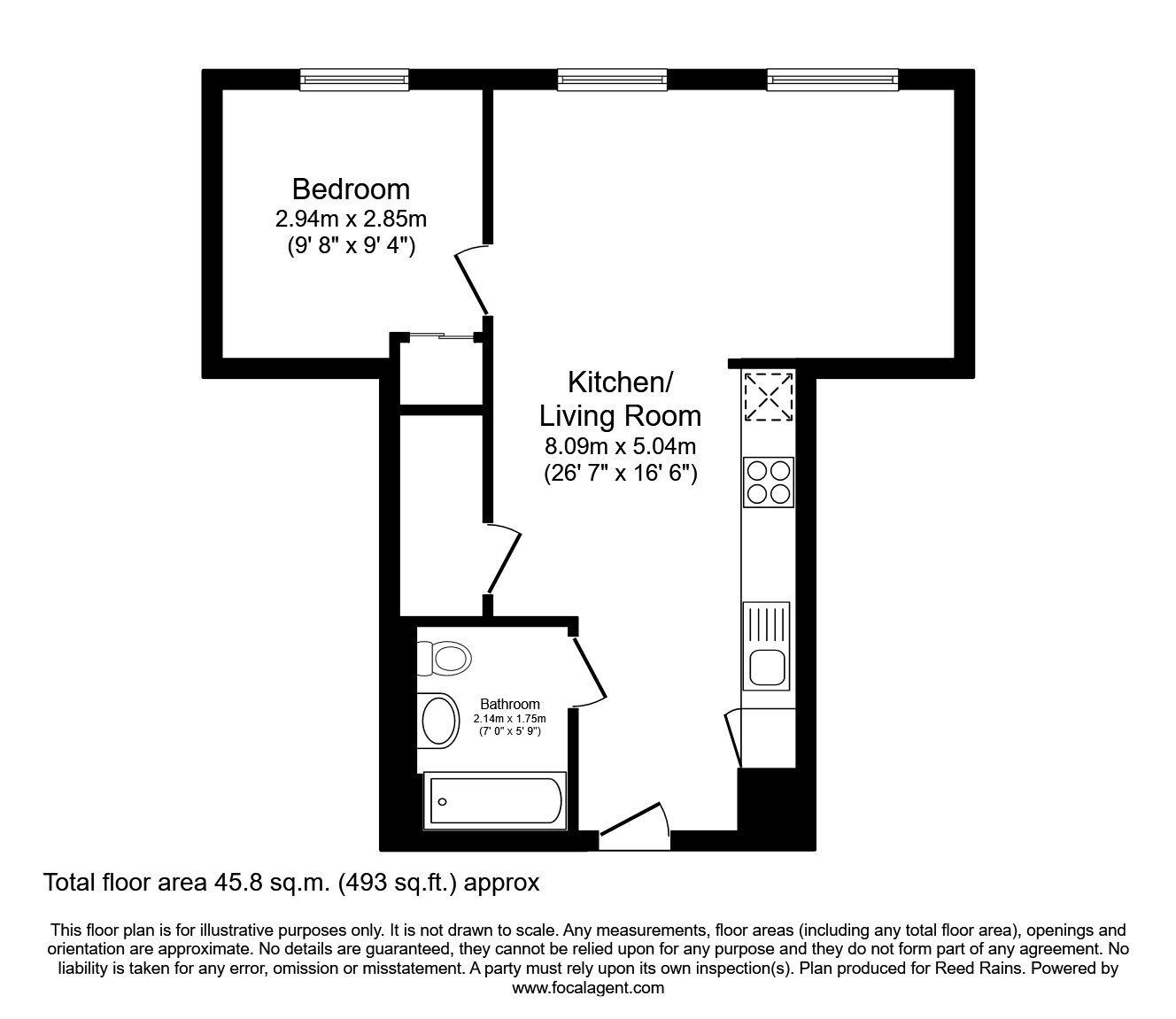 Floorplan of 1 bedroom  Flat for sale, Red, Media City UK, Greater Manchester, M50