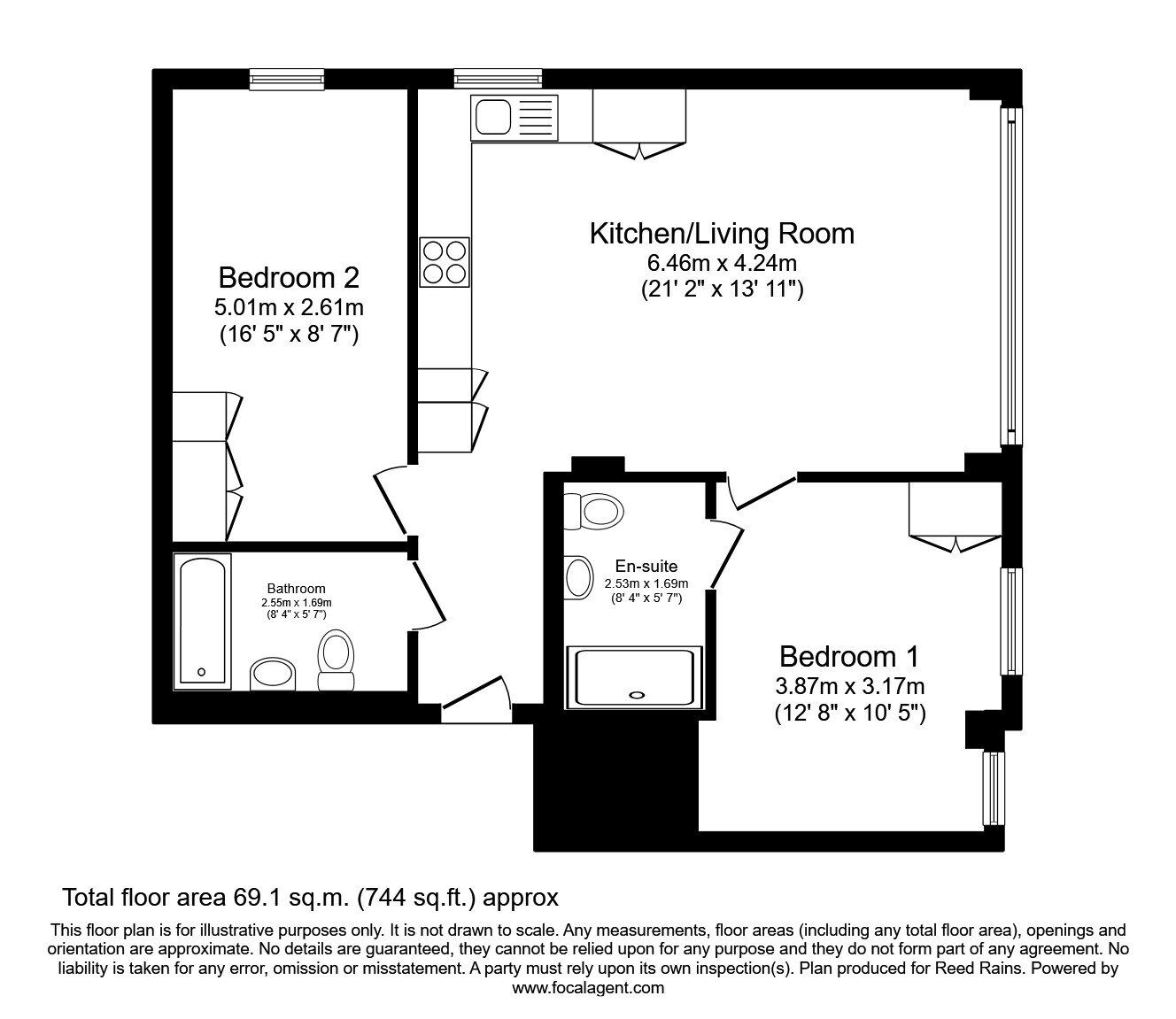 Floorplan of 2 bedroom  Flat to rent, Ottinger Close, Salford, Greater Manchester, M50