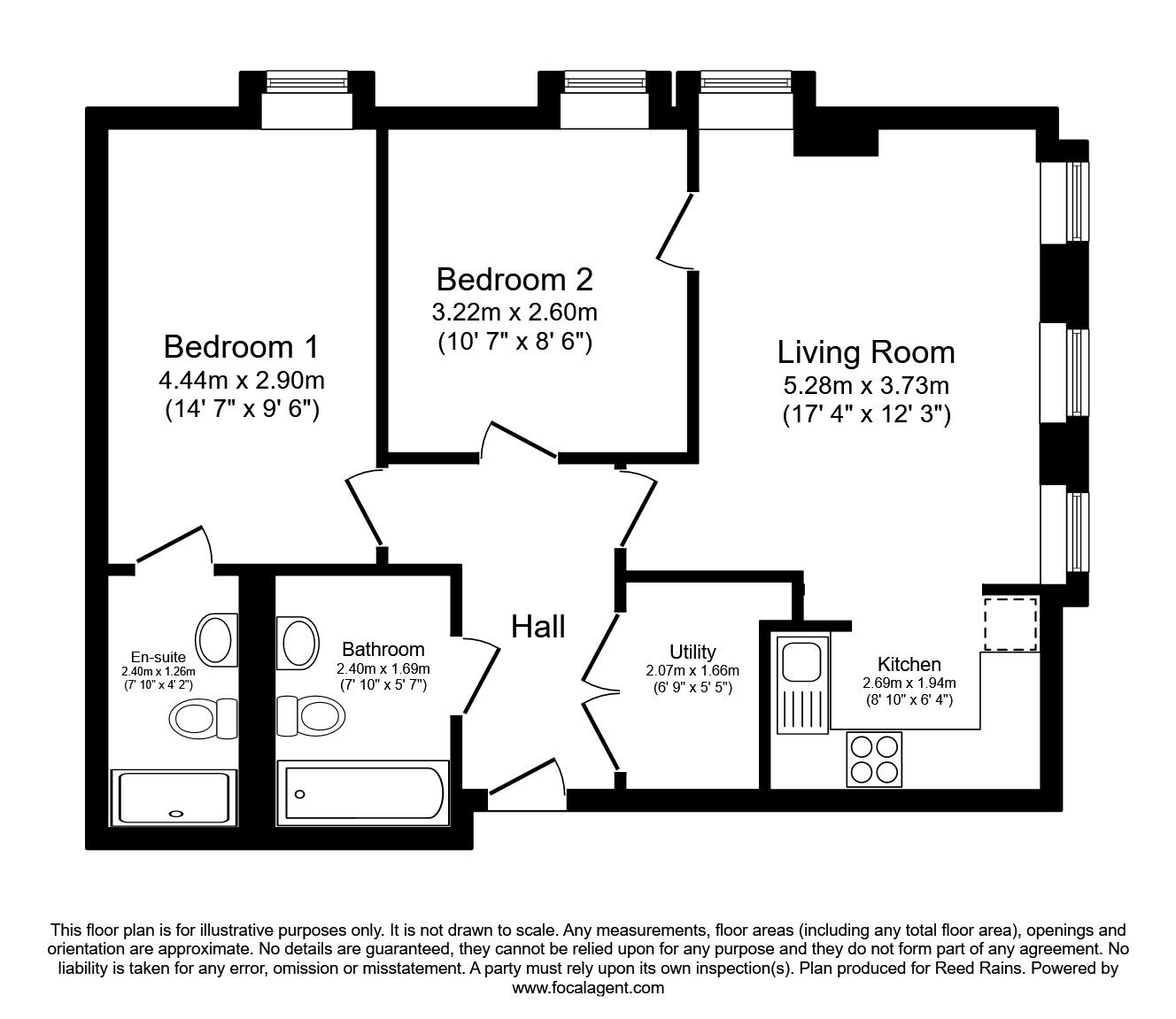 Floorplan of 2 bedroom  Flat to rent, Tower D, 18 Michigan Avenue, Salford, M50