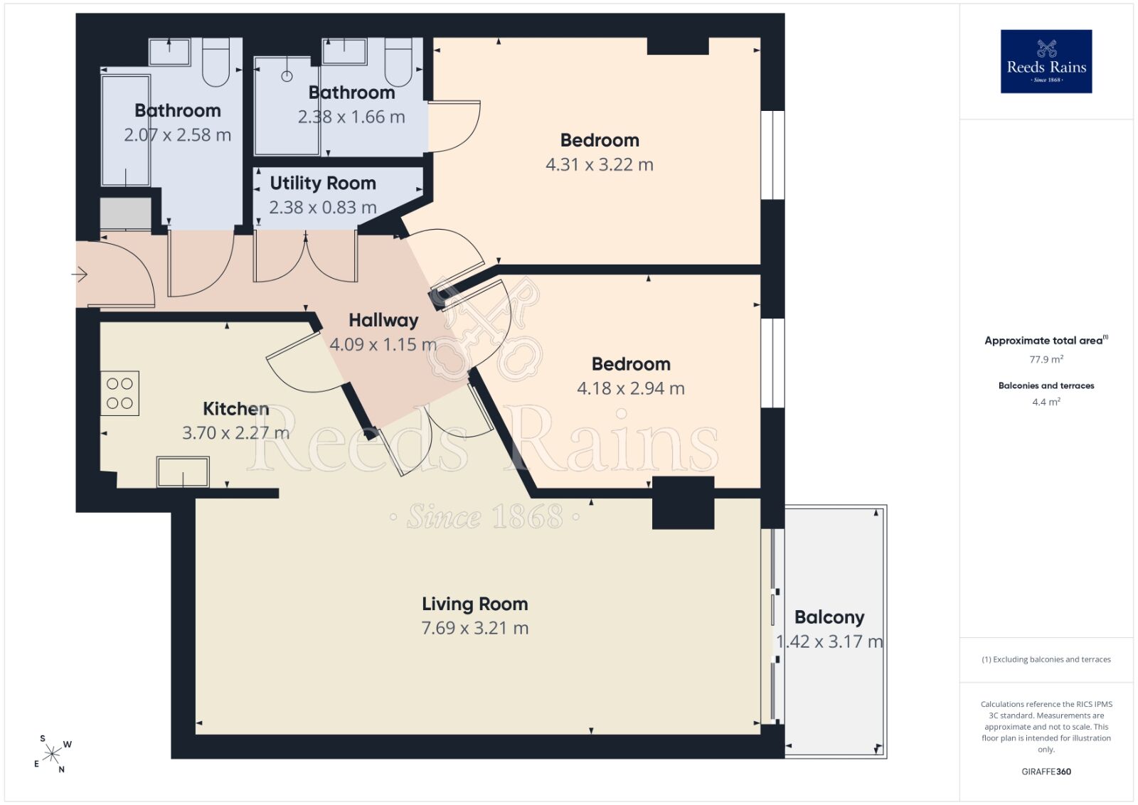 Floorplan of 2 bedroom Flat to rent, The Quays, Salford, Greater Manchester, M50