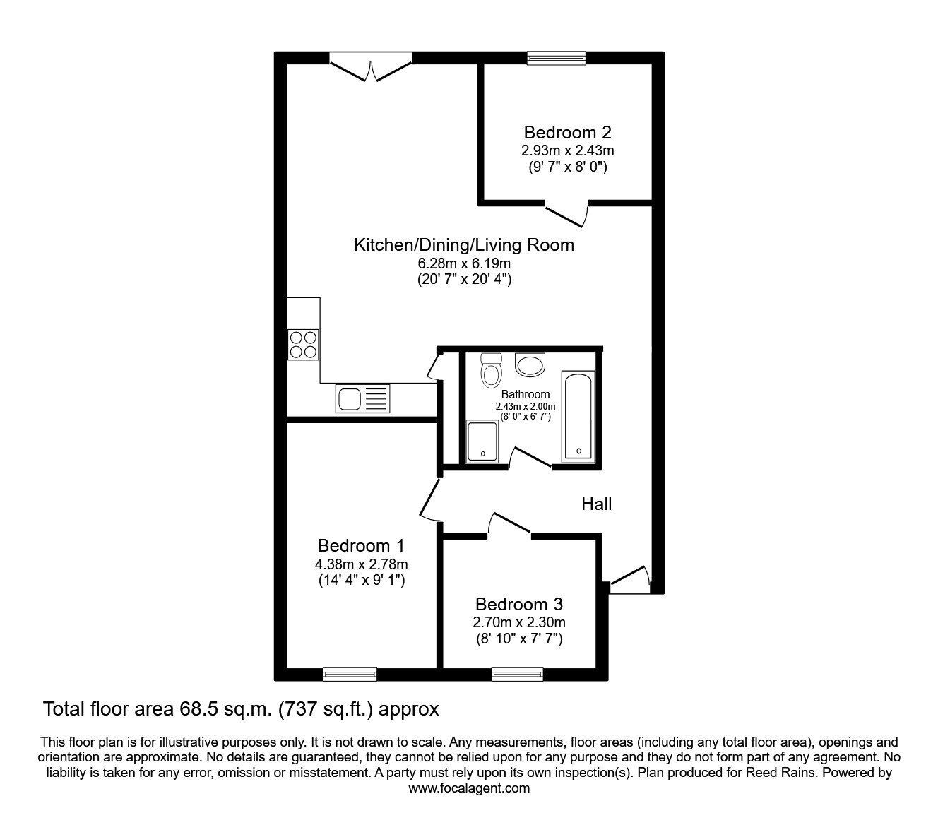 Floorplan of 3 bedroom  Flat to rent, North George Street, Salford, Greater Manchester, M3