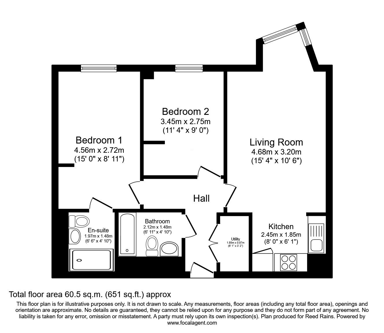 Floorplan of 2 bedroom Flat to rent, Ordsall Lane, Salford, M5