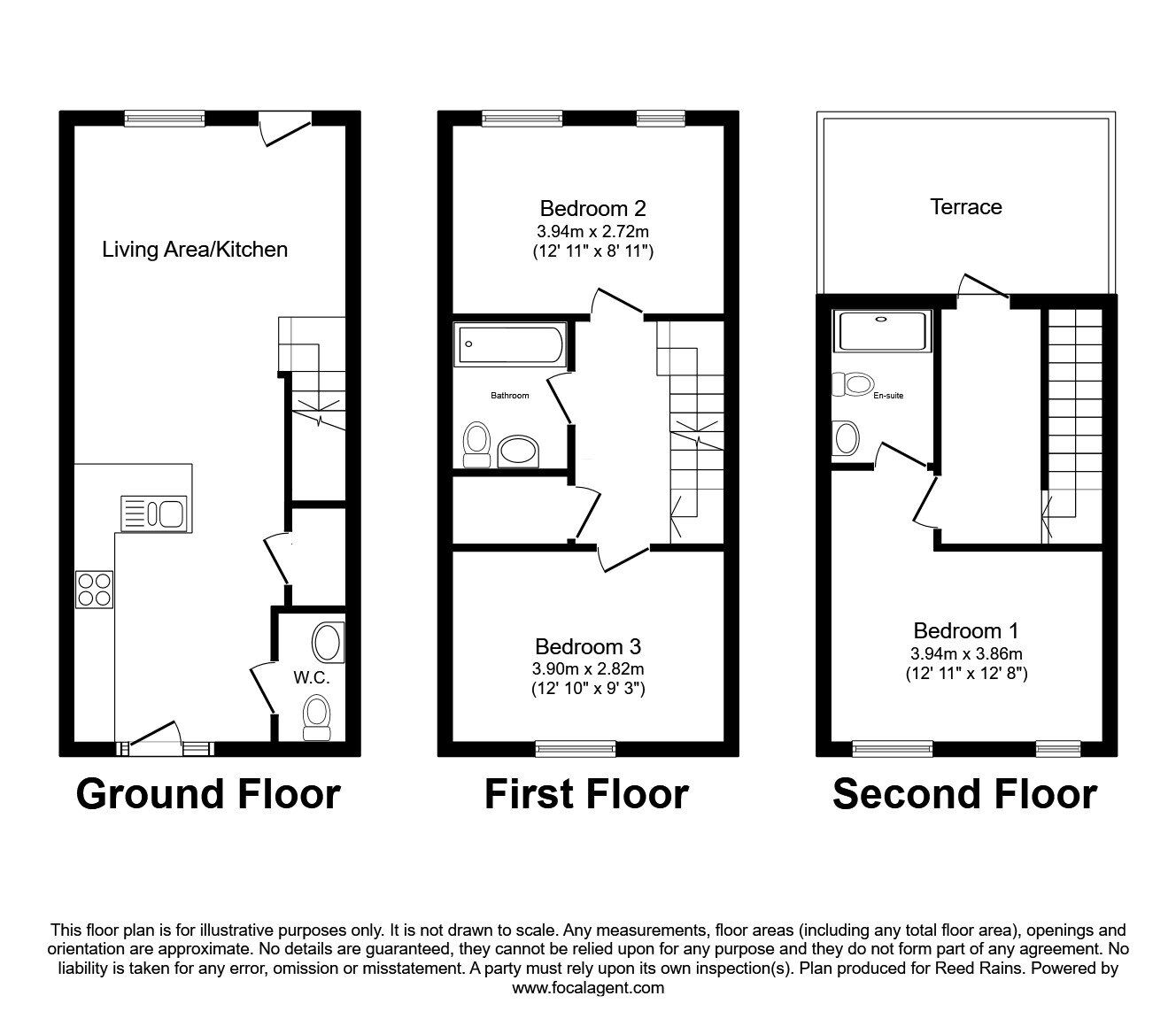 Floorplan of 3 bedroom End Terrace House for sale, Sterling Avenue, Salford, M3