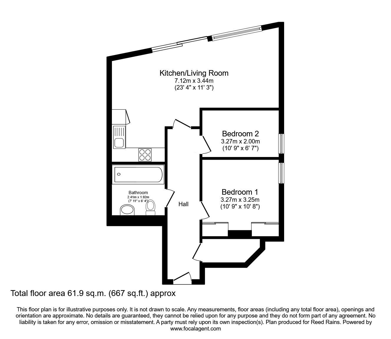 Floorplan of 2 bedroom  Flat to rent, The Quays, Salford, Greater Manchester, M50