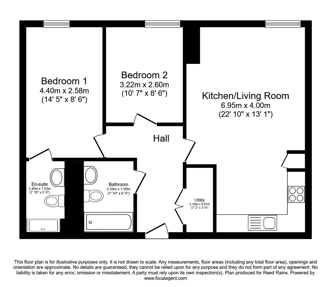 Floorplan of 2 bedroom  Flat to rent, Michigan Avenue, Salford, Greater Manchester, M50