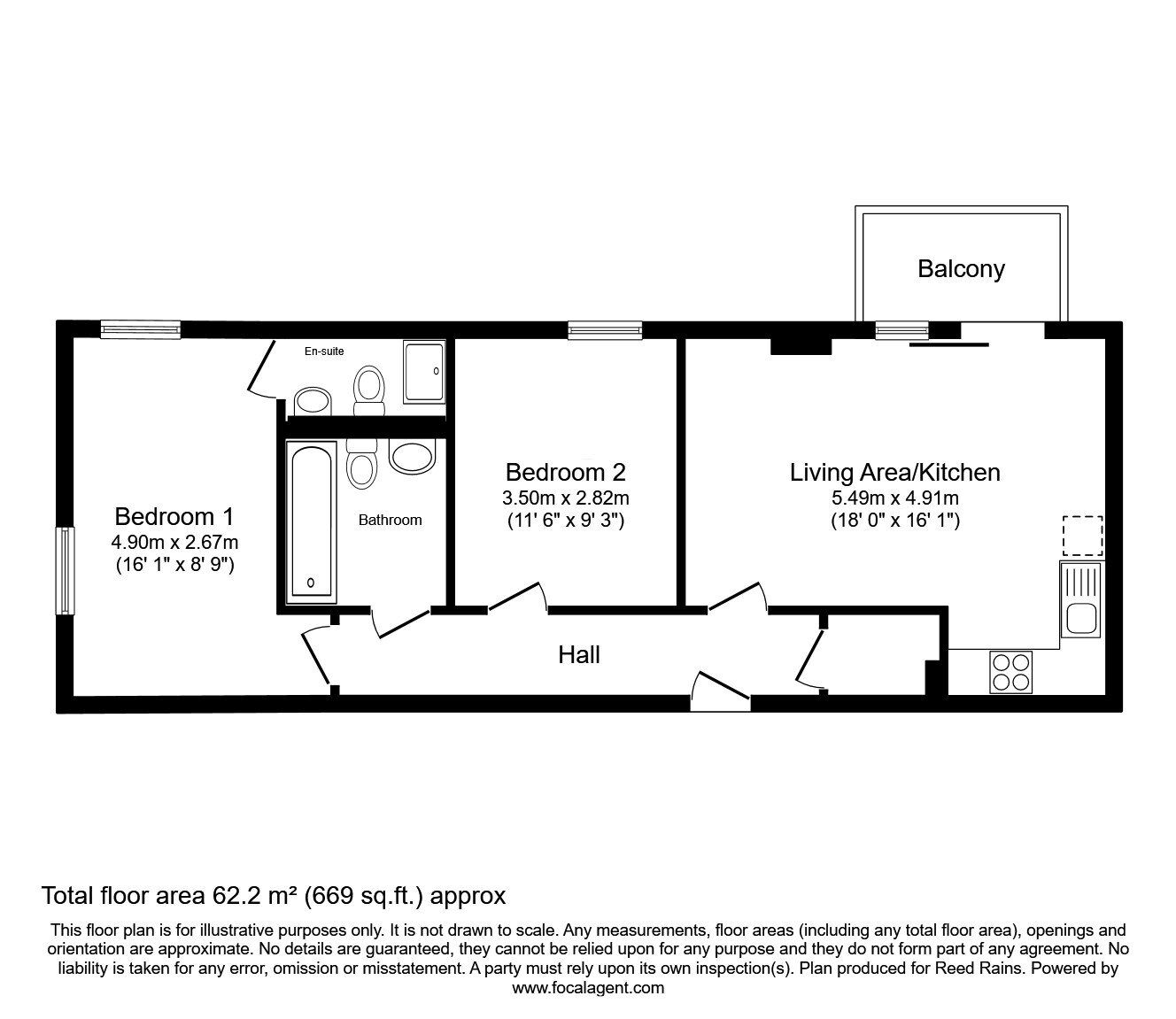 Floorplan of 2 bedroom  Flat to rent, Pink, Media City UK, Greater Manchester, M50