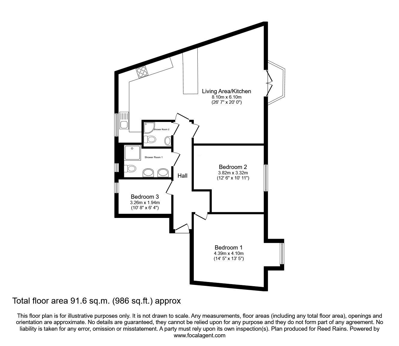 Floorplan of 3 bedroom  Flat for sale, St. Lawrence Quay, Salford, M50