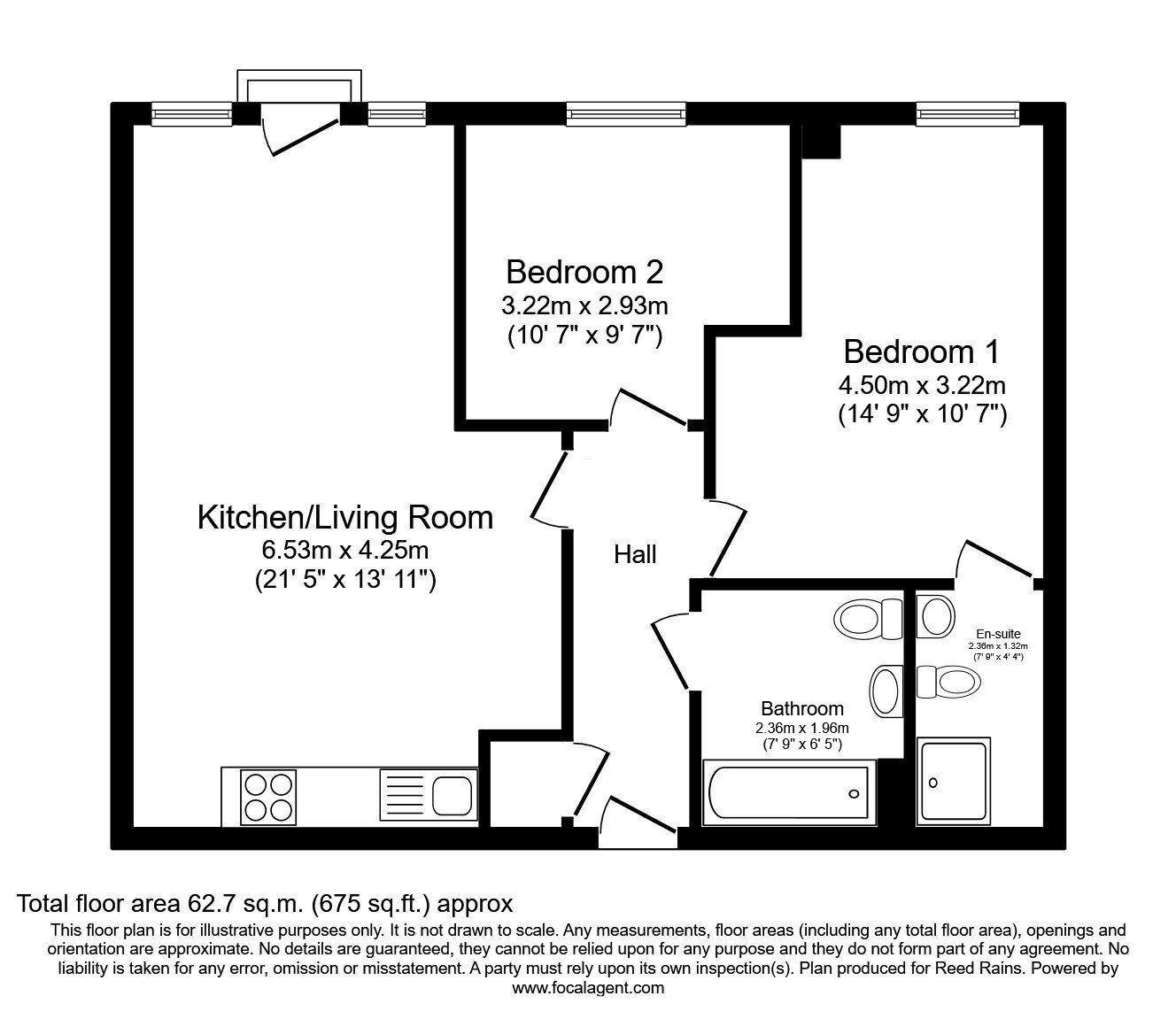 Floorplan of 2 bedroom  Flat to rent, Pilgrims Way, Salford, Greater Manchester, M50