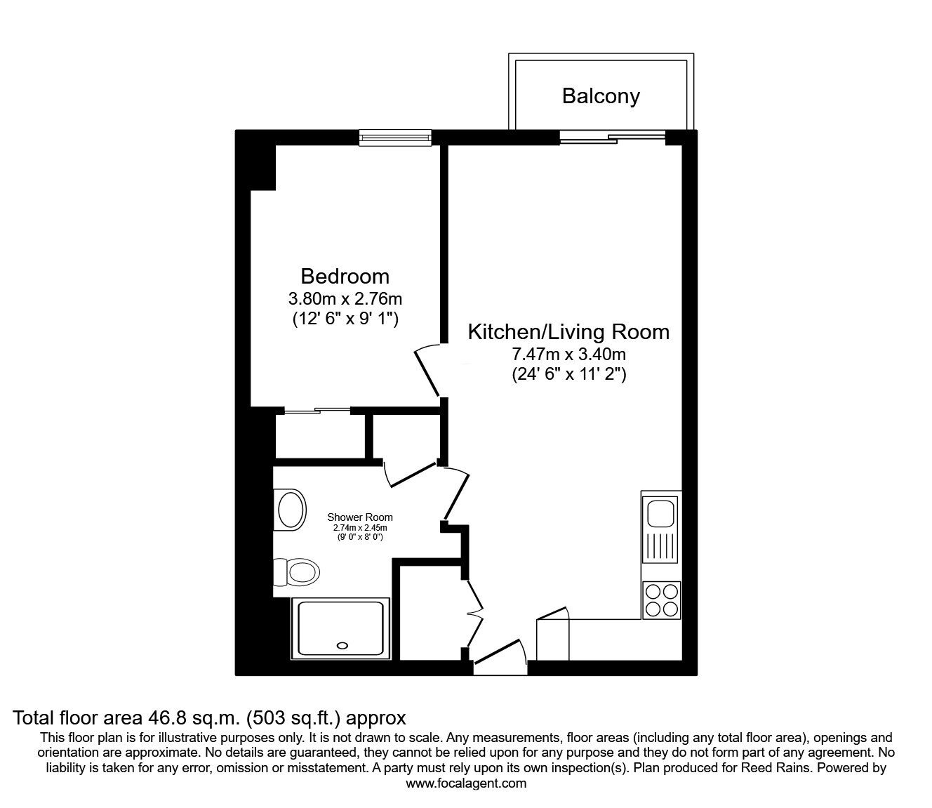 Floorplan of 1 bedroom  Flat to rent, Blue, Media City UK, Greater Manchester, M50
