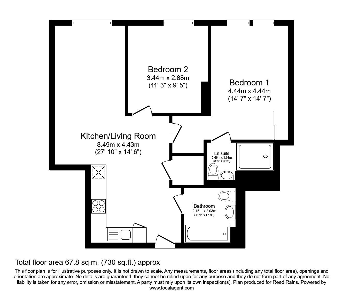 Floorplan of 2 bedroom  Flat to rent, Red, Media City UK, Greater Manchester, M50