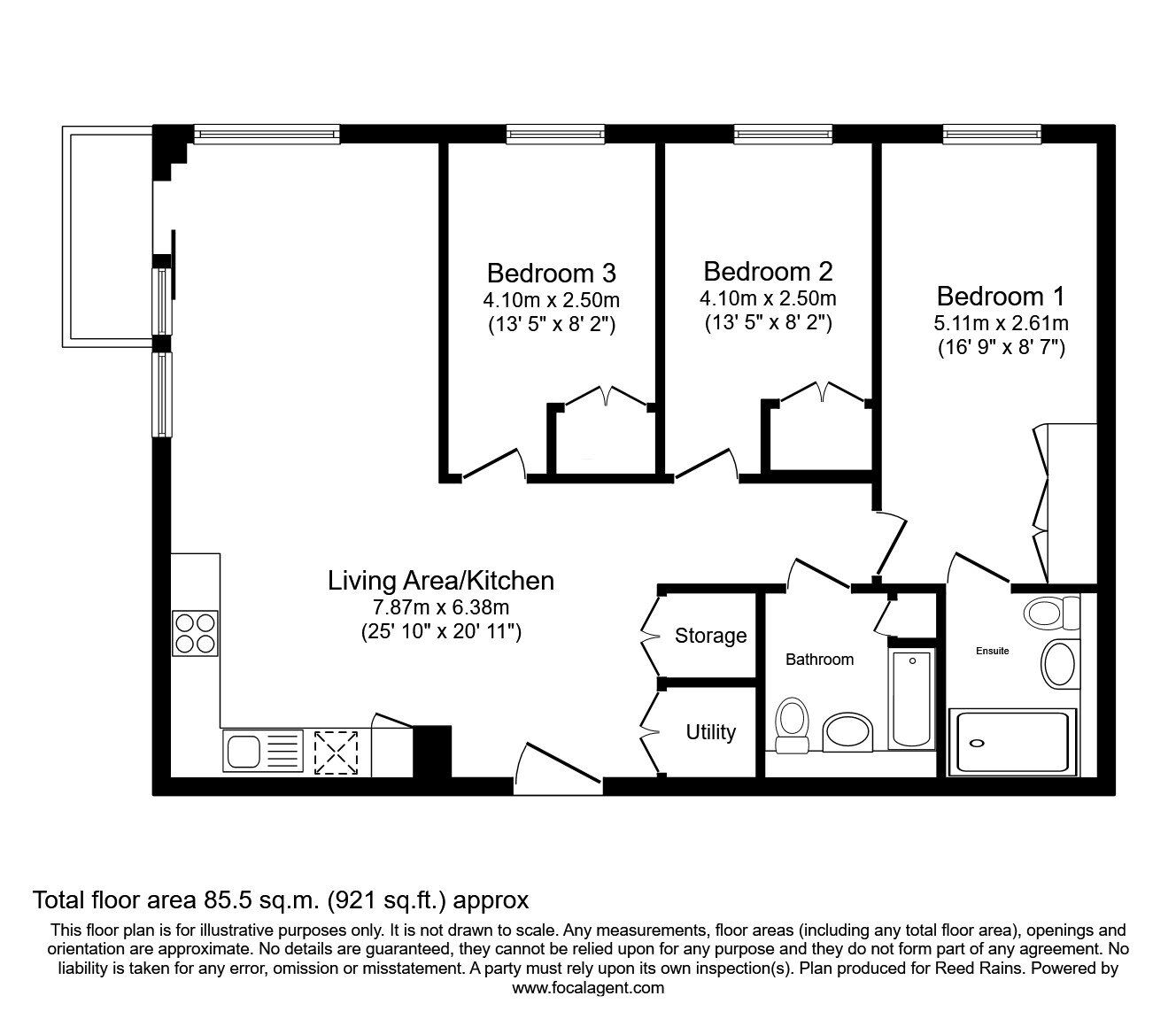 Floorplan of 3 bedroom  Flat for sale, Middlewood Street, Salford, M5