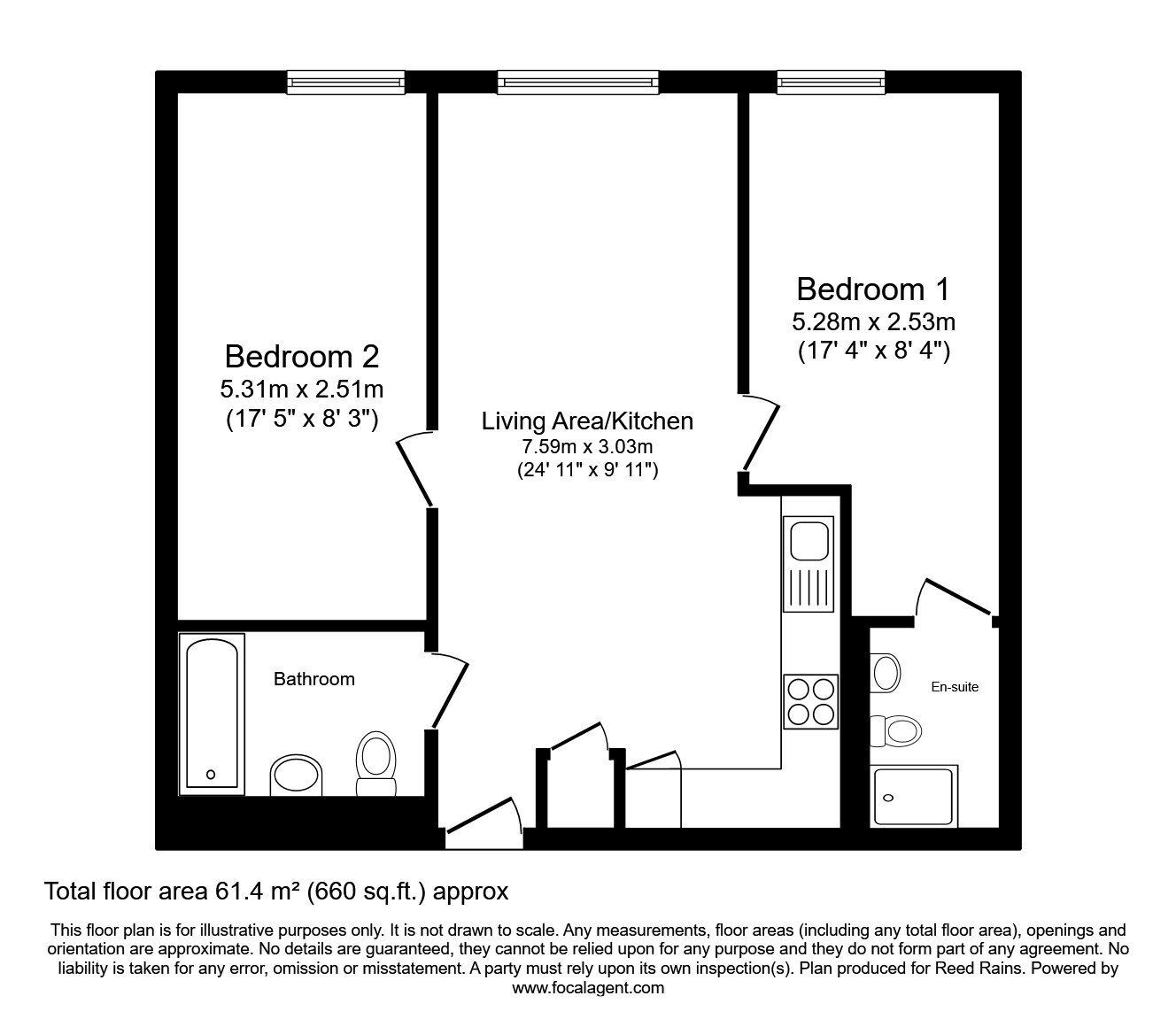 Floorplan of 2 bedroom Flat to rent, Talbot Road, Old Trafford, Greater Manchester, M16