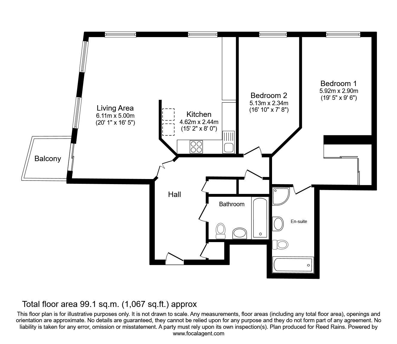 Floorplan of 2 bedroom Flat for sale, The Quays, Salford, M50