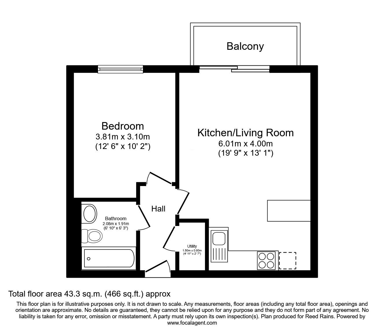 Floorplan of 1 bedroom  Flat to rent, Woden Street, Salford, Greater Manchester, M5