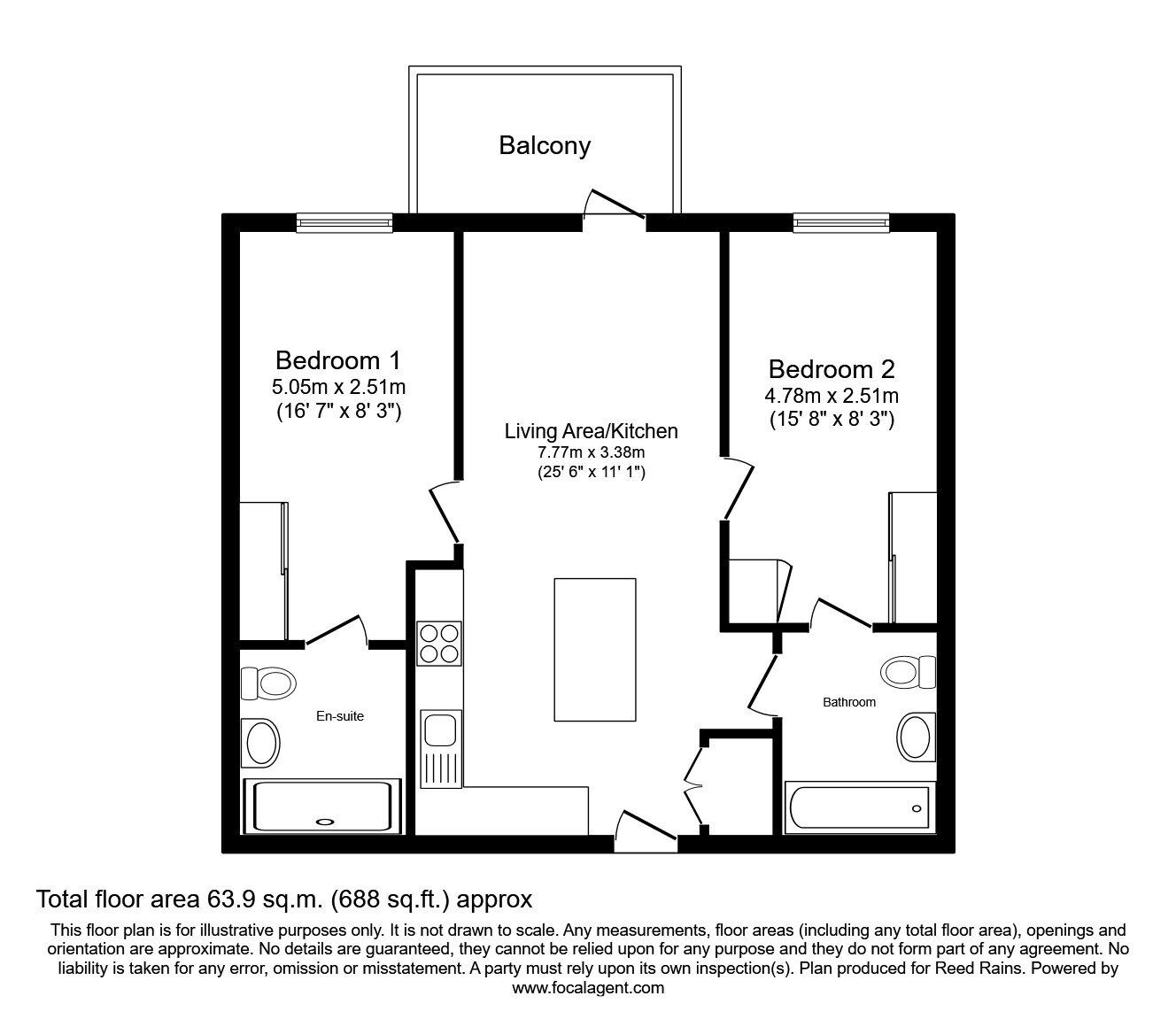 Floorplan of 2 bedroom  Flat for sale, Lockside Lane, Salford, M5