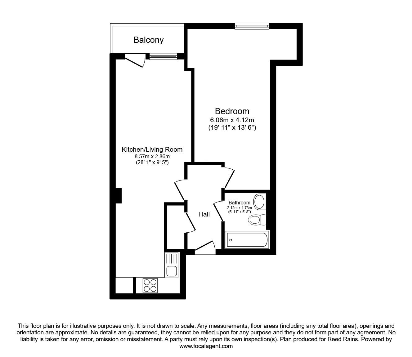 Floorplan of 1 bedroom Flat to rent, Furness Quay, Salford, Greater Manchester, M50