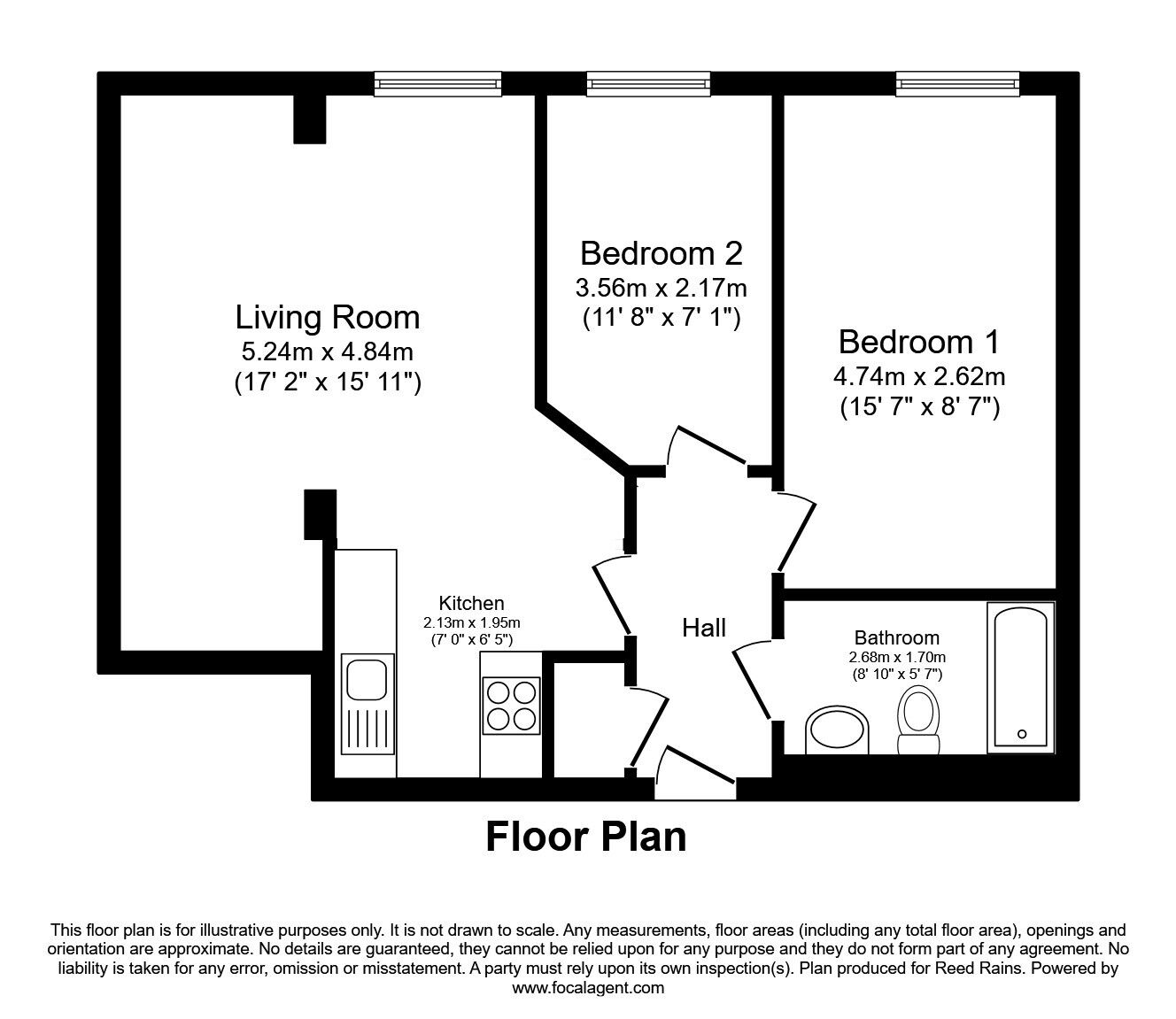 Floorplan of 2 bedroom Flat to rent, Broadway, Salford, Greater Manchester, M50