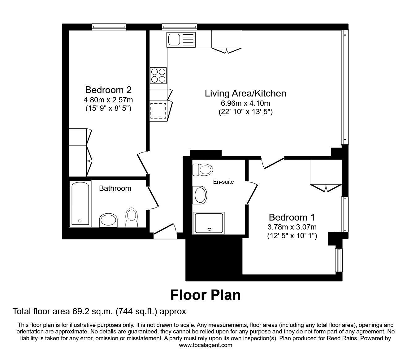 Floorplan of 2 bedroom Flat for sale, Ottinger Close, Salford, M50