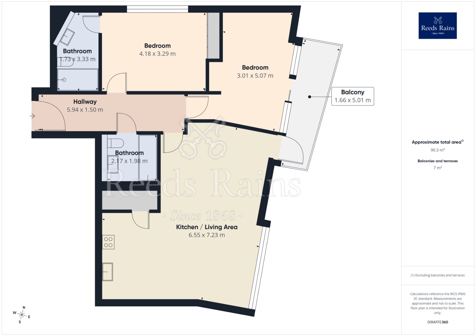 Floorplan of 2 bedroom Flat to rent, The Quays, Salford, Greater Manchester, M50
