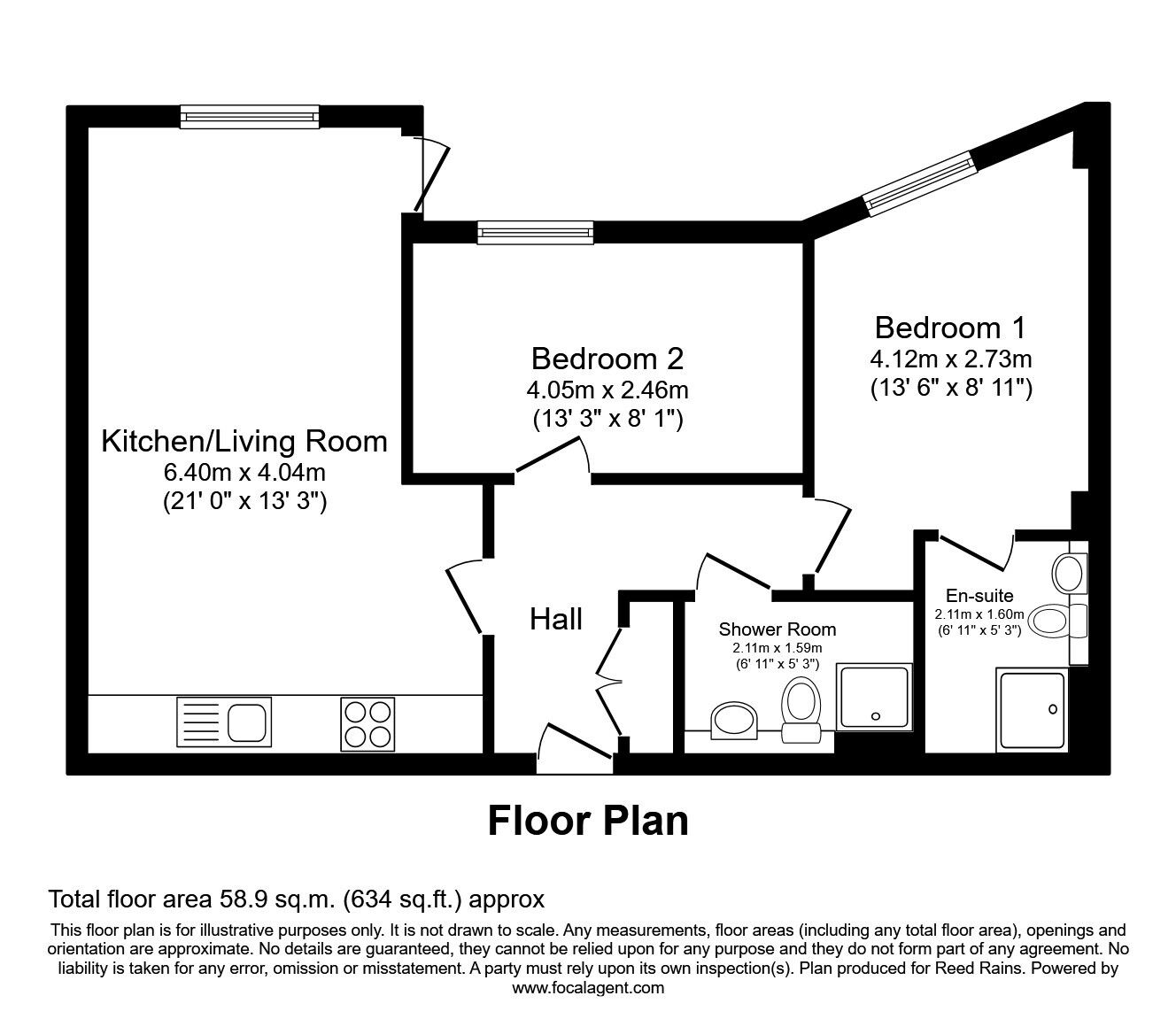 Floorplan of 2 bedroom Flat to rent, Elmira Way, Salford, Greater Manchester, M5