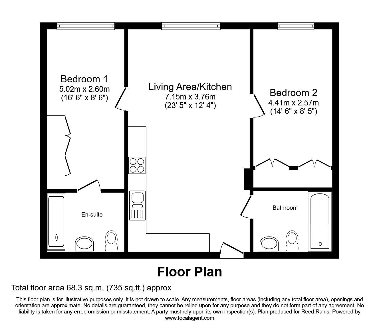 Floorplan of 2 bedroom Flat for sale, Ottinger Close, Salford, M50