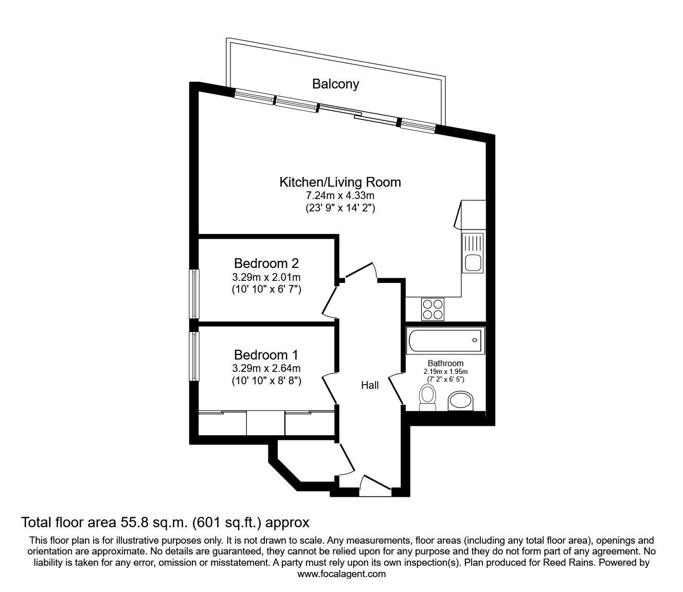 Floorplan of 2 bedroom Flat to rent, The Quays, Salford, Greater Manchester, M50
