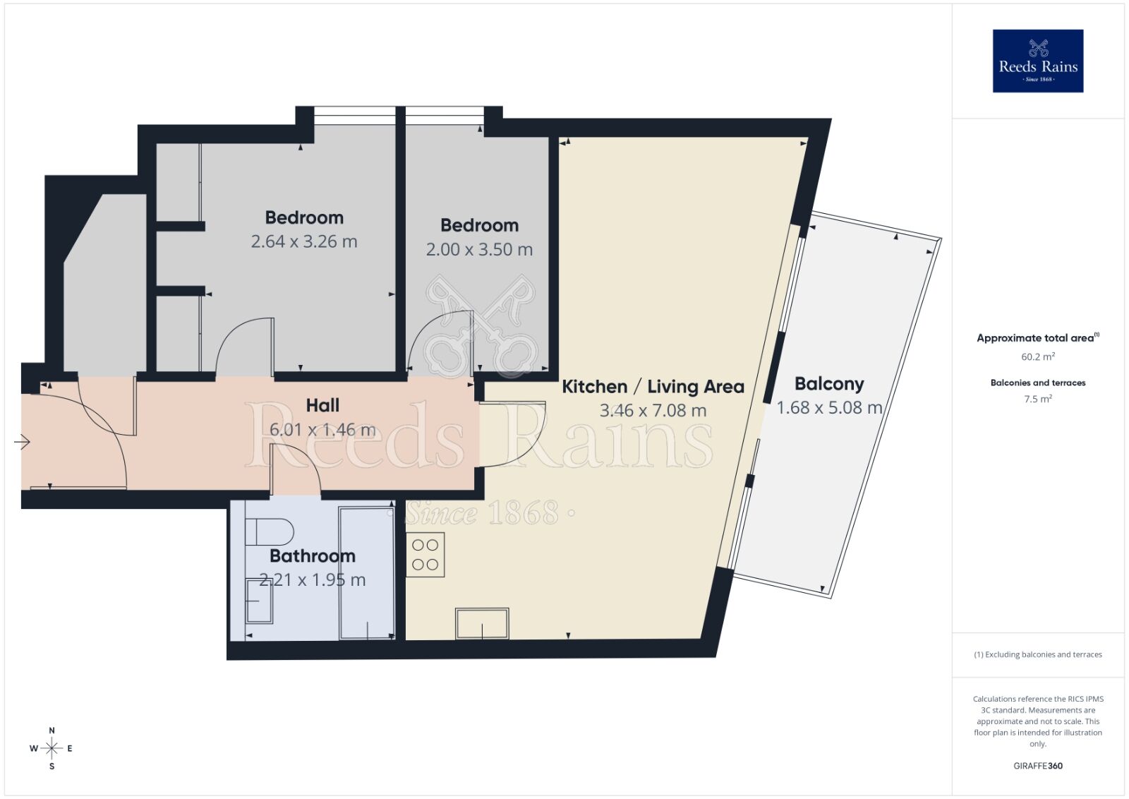 Floorplan of 2 bedroom Flat to rent, The Quays, Salford, Greater Manchester, M50