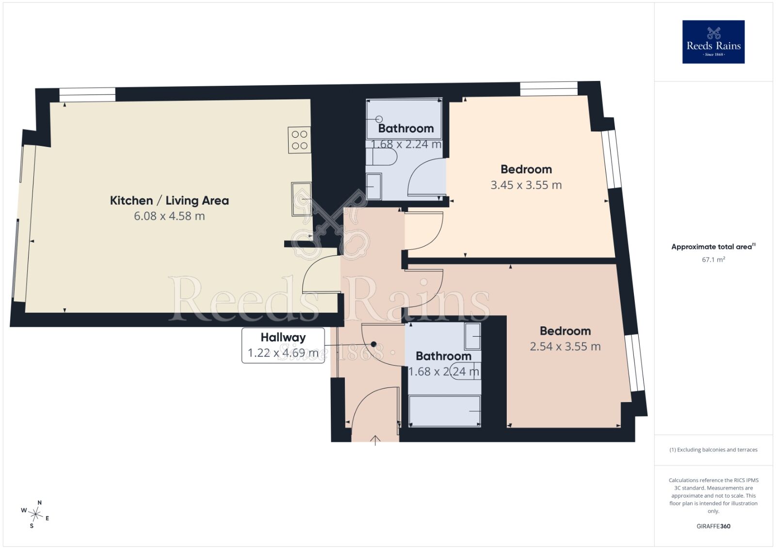 Floorplan of 2 bedroom Flat to rent, The Quays, Salford, Greater Manchester, M50