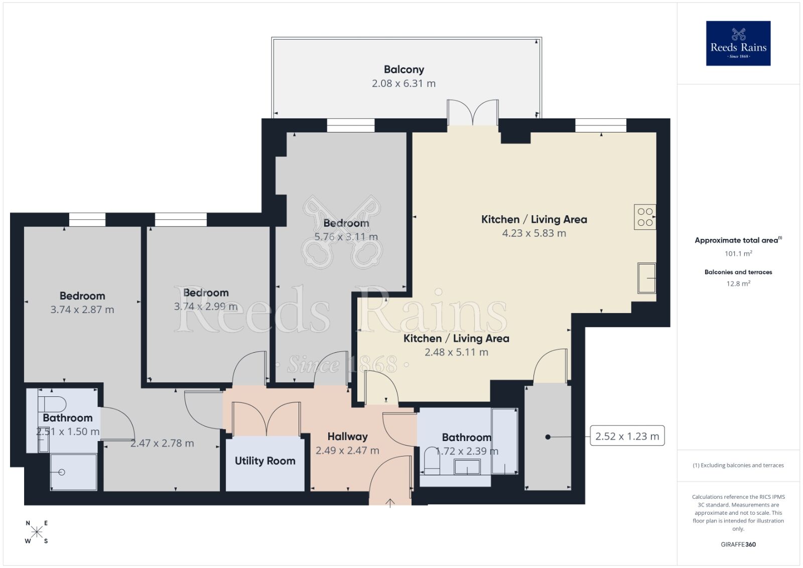 Floorplan of 3 bedroom Flat to rent, Ordsall Lane, Salford, M5