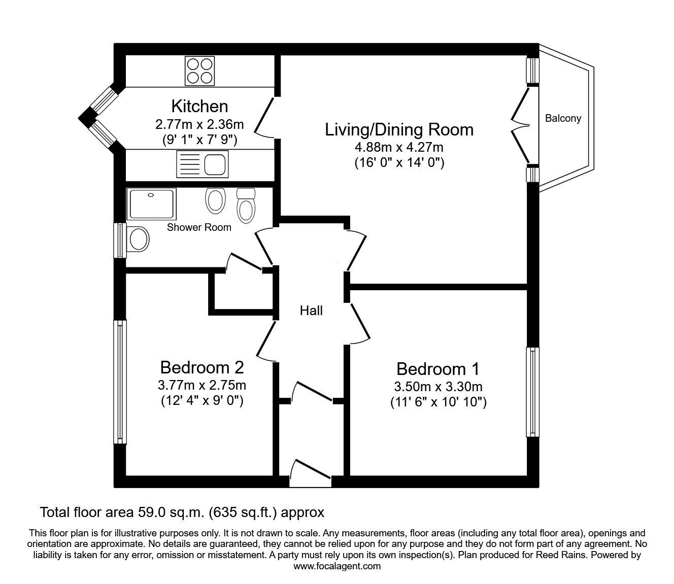 Floorplan of 2 bedroom Flat for sale, Vancouver Quay, Salford, M50